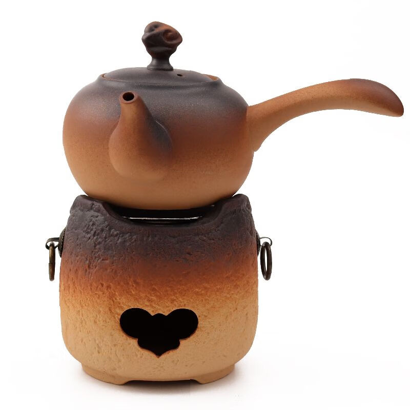 棉小城潮州陶瓷炭炉煮茶器煮碳炉老式酒精炉家用室内户外烧水壶围炉茶具 MXC-622【富贵提梁壶】800ml