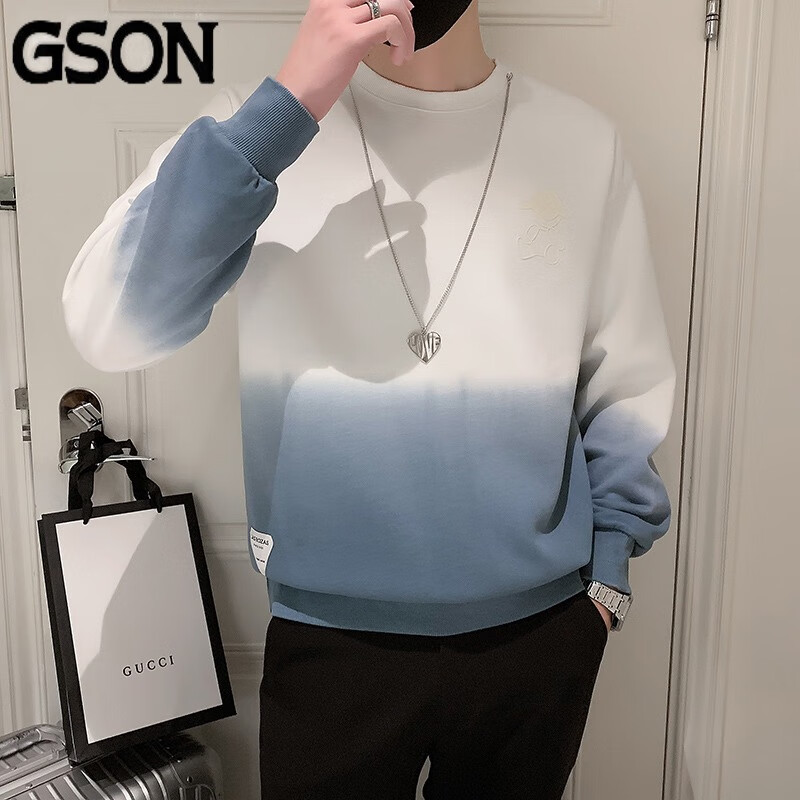 gson森马旗下卫衣男春秋款长袖t恤潮牌圆领运动套装logo款青少年衣服