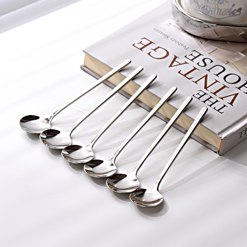 水果叉罐套装轻奢颜值电镀陶瓷不锈钢叉勺 304不锈钢很色搅拌勺6只装