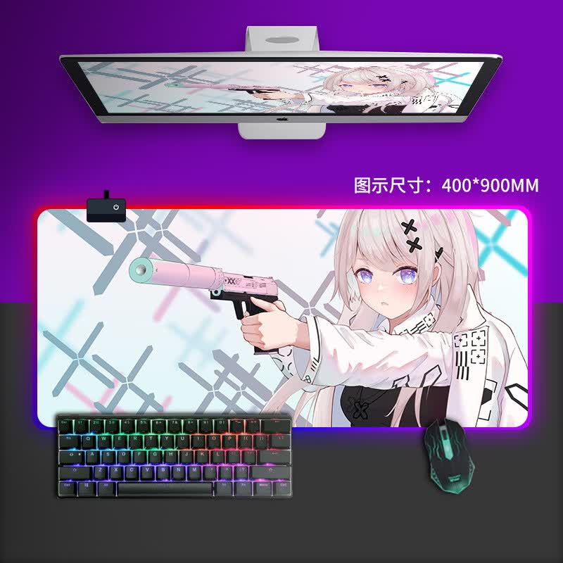 CSGO周边发光印花集鼠标垫跑马七彩灯电竞游戏键盘垫超大加厚垫 印花姬 300*600*4mm高性价比高么？