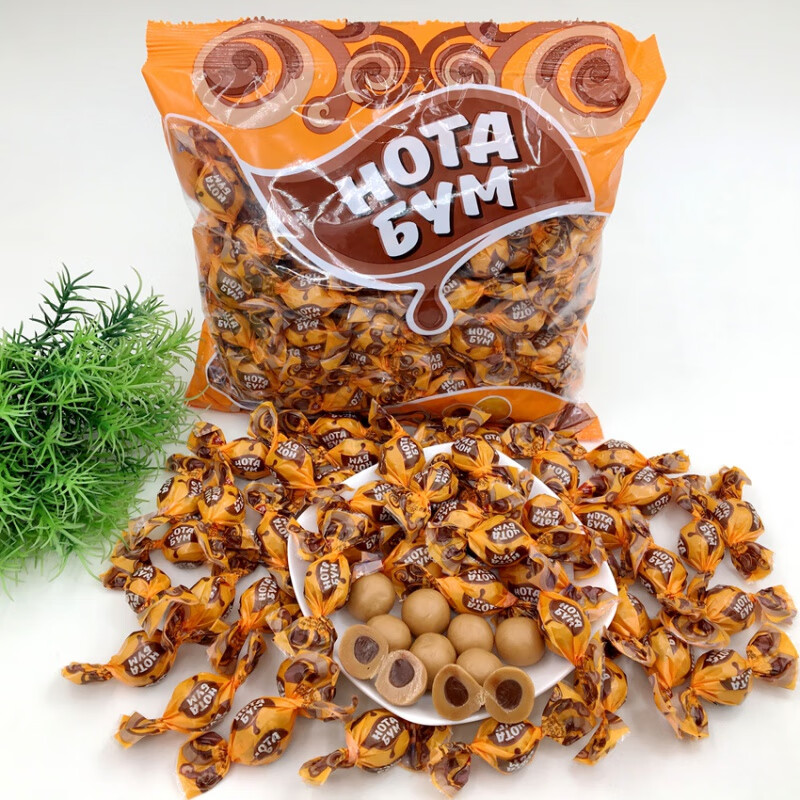 俄罗斯太妃糖榛子坚果巧克力酱夹心焦糖果500克喜糖零食 太妃榛子糖