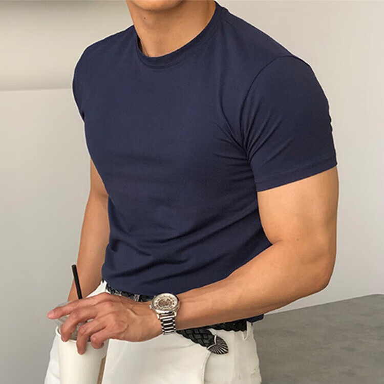 我是大卫出游季穿搭夏黑色正肩短袖男士夏季韩版基础款t恤休闲高级感上衣 黑色 L