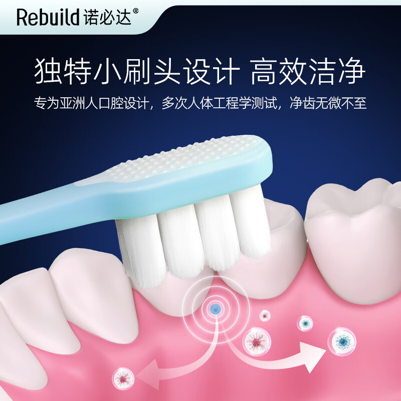 诺必达Rebuild新一代万毛牙刷成人款（4支装）呵护牙龈 软毛 4支