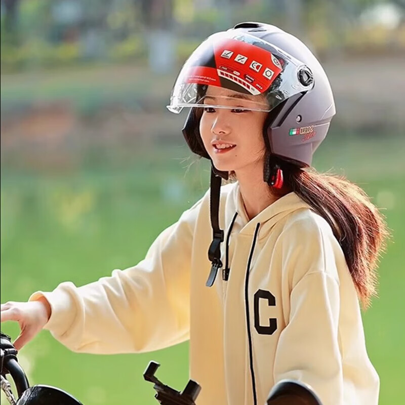 IBK摩托机车四季通用头盔男女四分之三头盔电瓶车半盔3C认证安全帽 202-磨砂黑 均码（头围55-60CM）