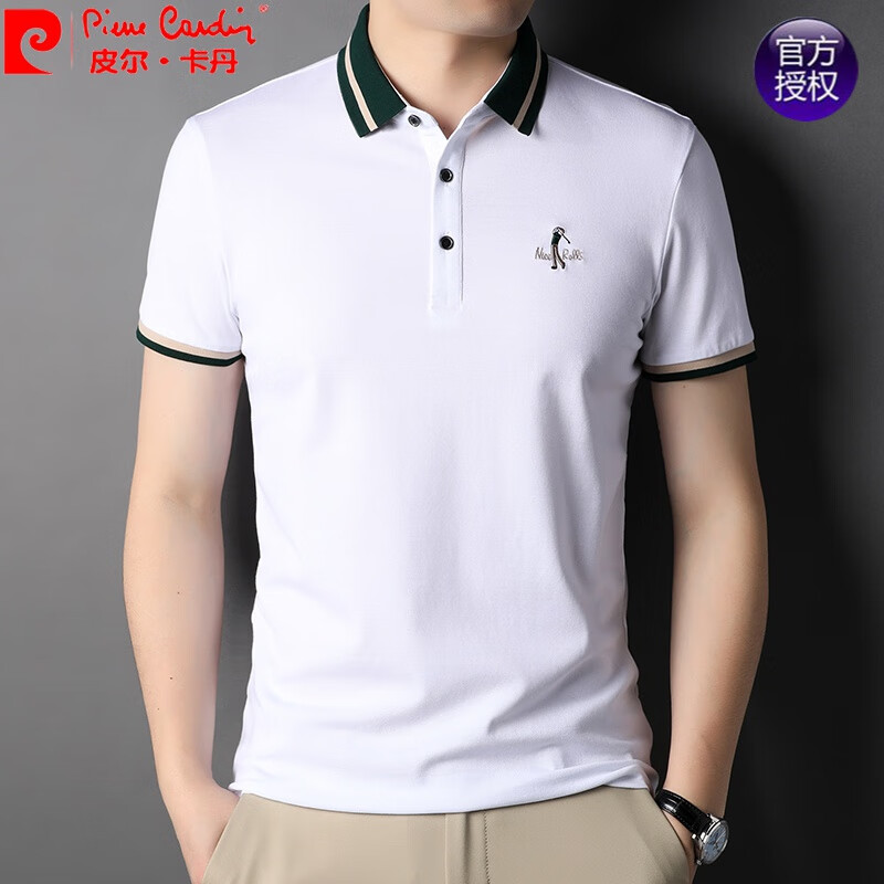 皮尔卡丹品牌高档男装夏季t恤男士短袖新款中年商务高端棉polo网球衫