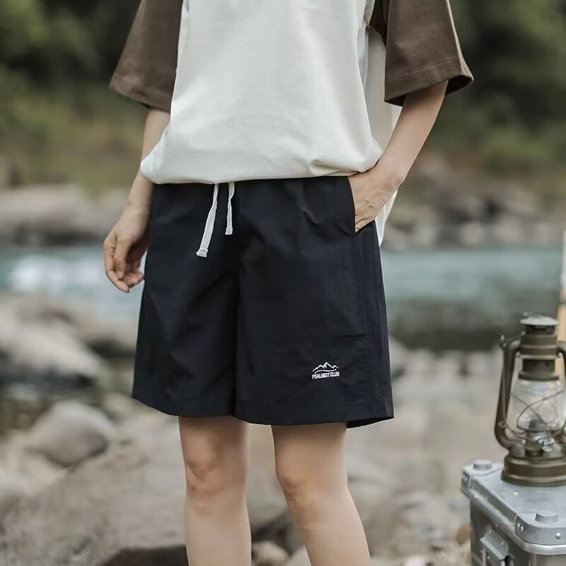 Tim Peake户外夏季山系纯色短裤男潮牌ins速干沙滩五分裤G118 黑色 3XL