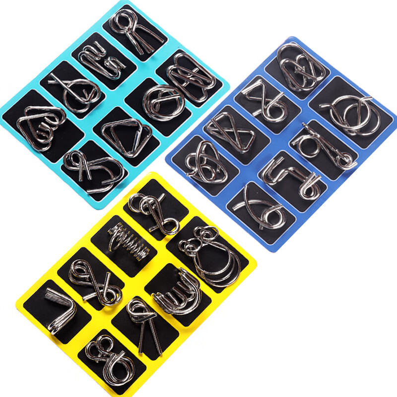 萌念环环相扣玩具鲁班锁智力解扣24件套九连环玩具解环环相扣铁孔明锁