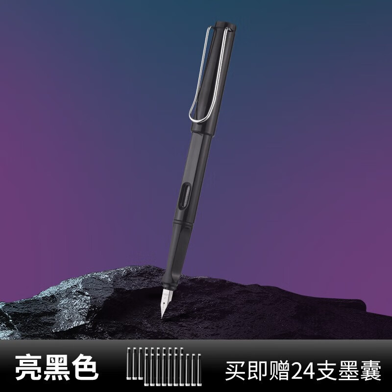 英雄三年级小学生专用正姿钢笔硬笔书练字高颜值送男孩女孩初学者使用私人定制可刻名字 纯黑色EF尖 送30只黑色墨囊+贴纸
