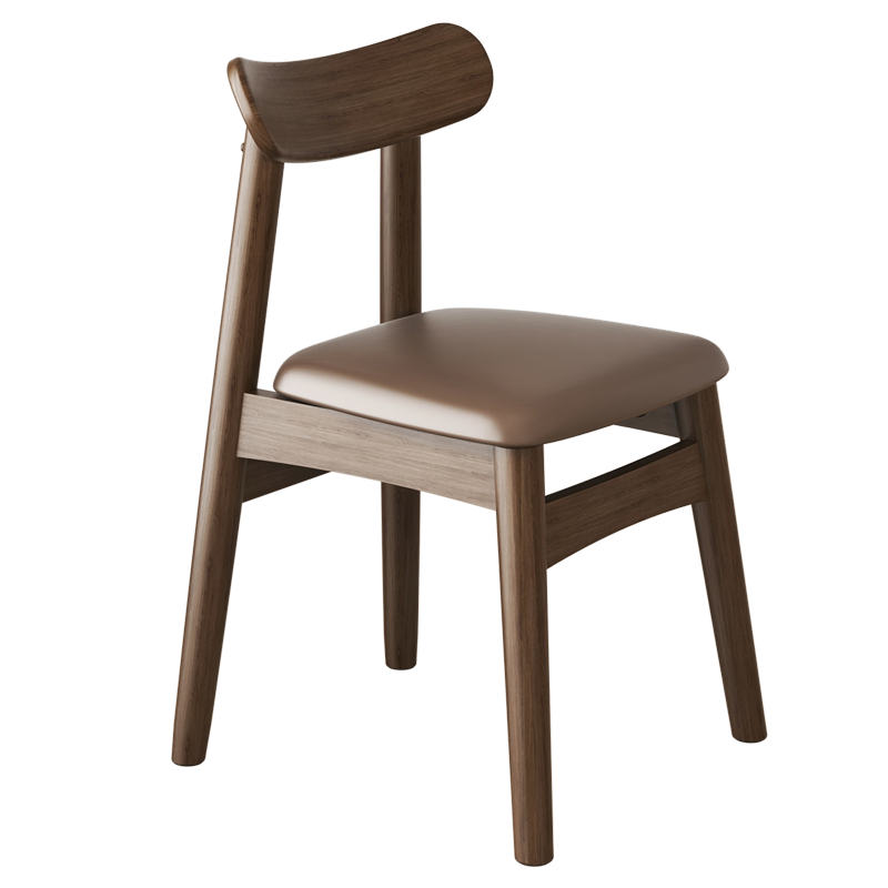 乐爱家 椅子实木餐椅餐厅客厅靠背椅家用牛角椅餐桌椅吧台椅靠背宿舍学习休闲椅