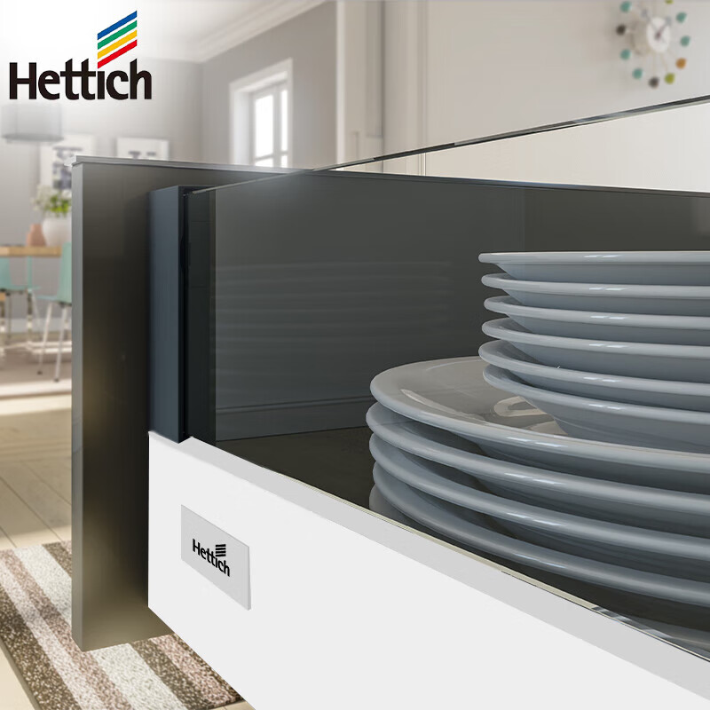 海蒂诗德国进口豪华抽屉套装缓冲 阻尼橱柜骑马抽InnoTech Atira H95/L 420mm,珍珠白