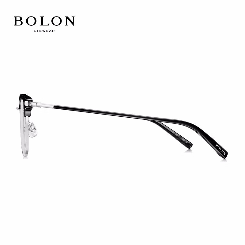 暴龙(BOLON)近视眼镜框 时尚通勤眉线复古眼镜架 暴龙眼镜 BJ6105 精选 B15-银色+亮黑色 此项仅单框-镜框支持试戴