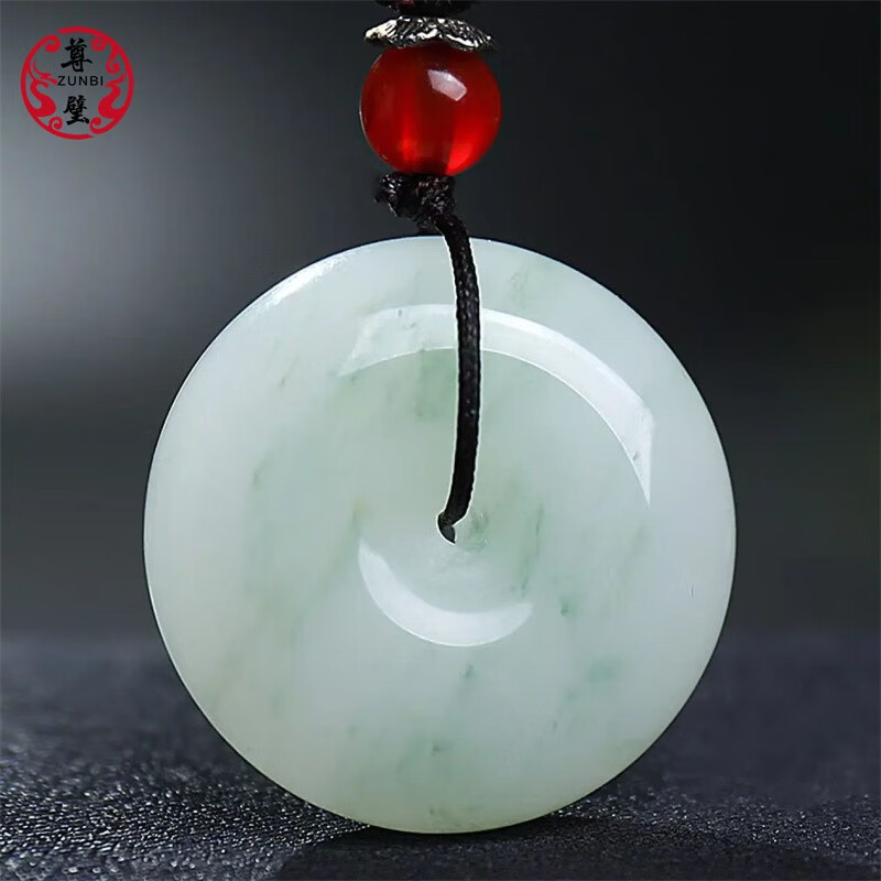 尊璧金丝玉天山翠平安扣吊坠飘翠白菜挂件男女玉石项链 平安扣款