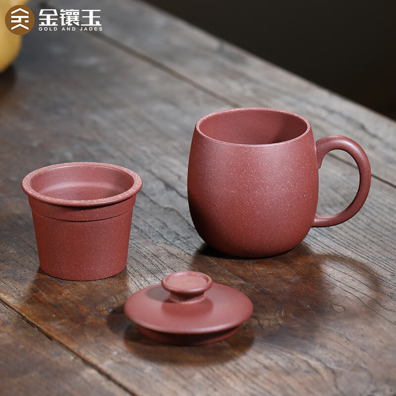 金镶玉宜兴紫砂杯 带内胆过滤茶杯水杯茶具办公杯 龙香杯约380ml 380