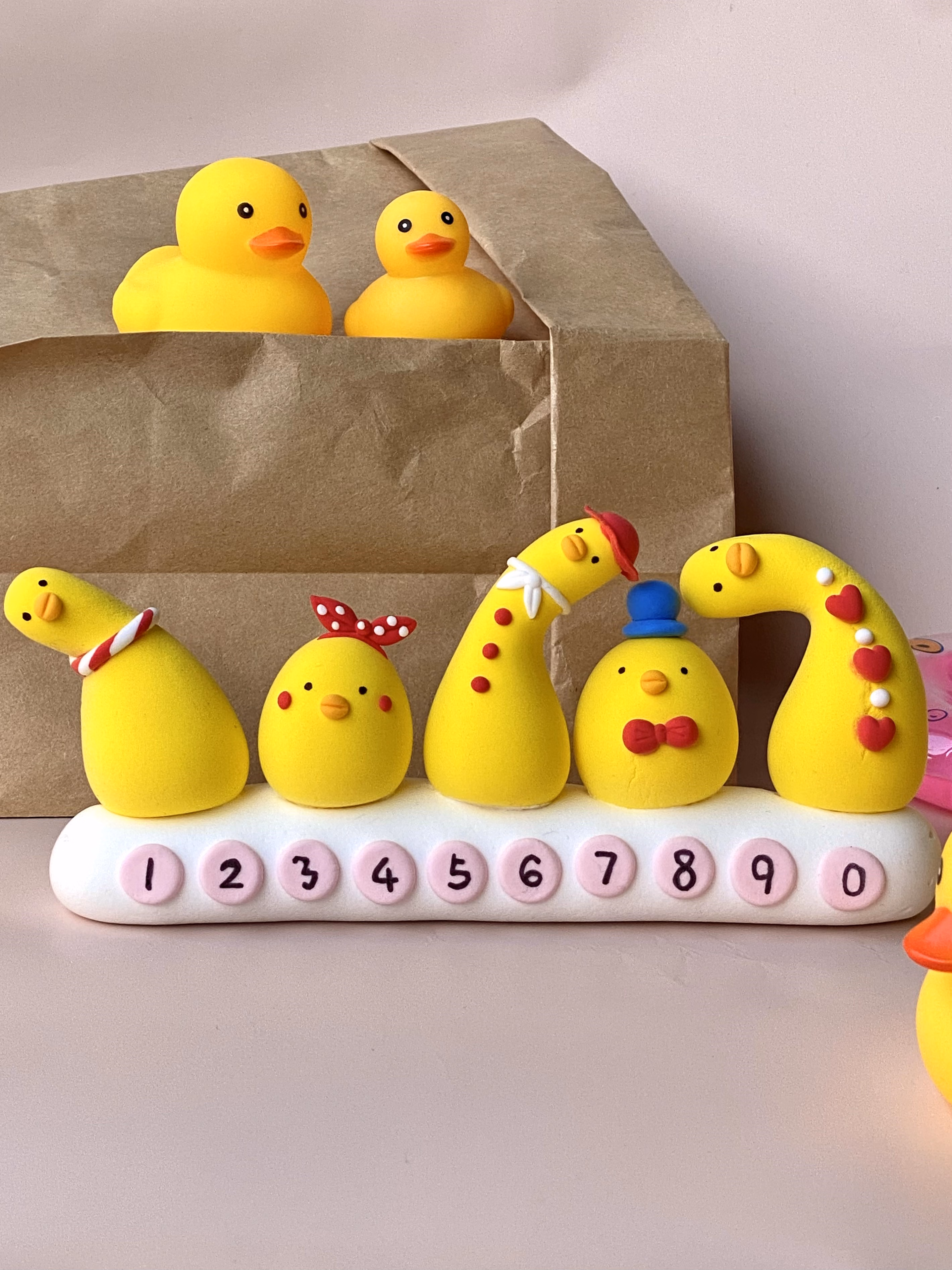 家小博超轻粘土摆件 歪头鸭diy手工材料包超轻粘土临时停车号码牌可爱