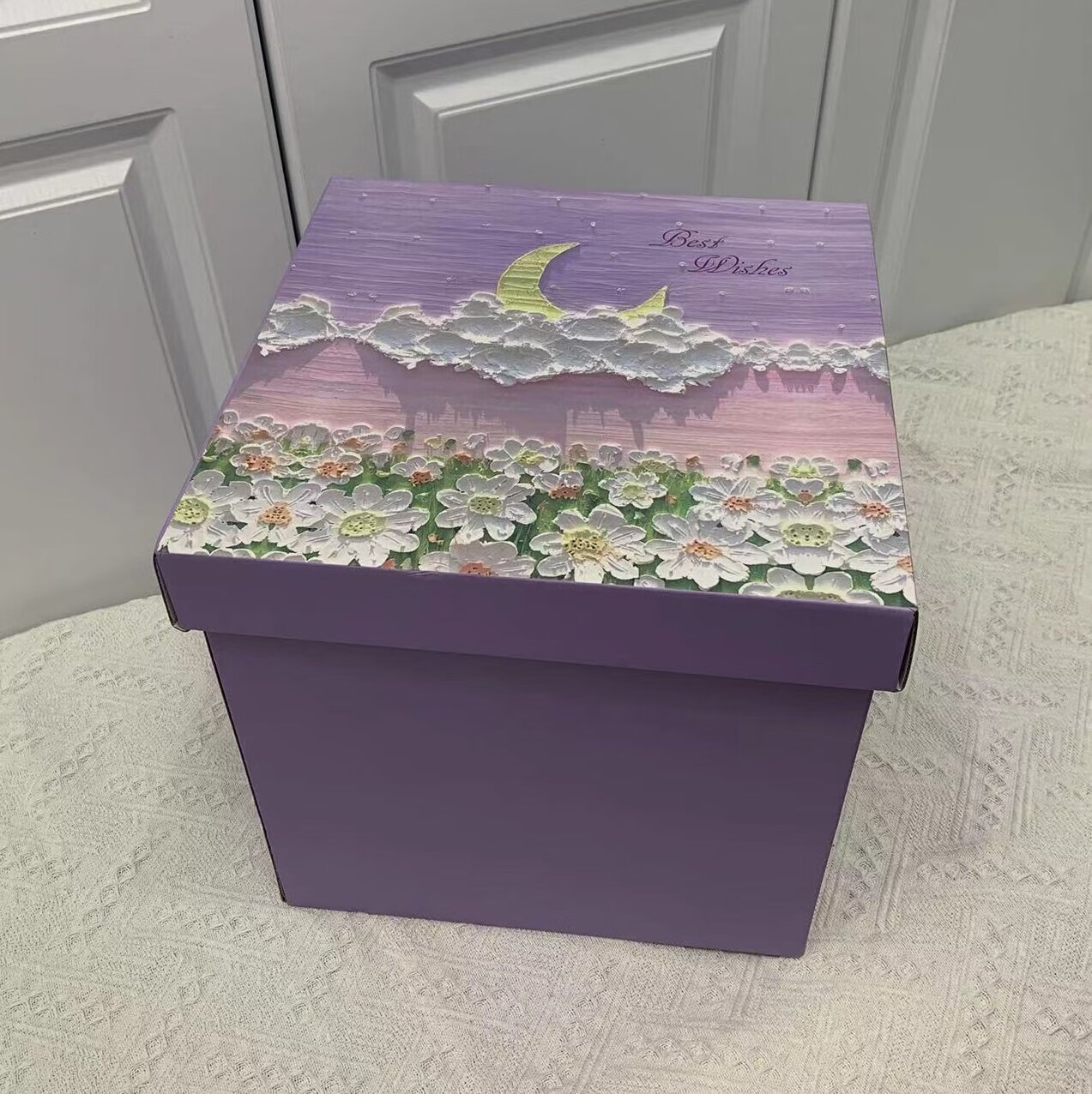 上策禮品空盒情人節(jié)送女友生日禮物盒空紫色盒子大號包裝盒儀式感驚喜 紫色禮盒+感應(yīng)燈草快遞外箱_ 大號_40*40*30