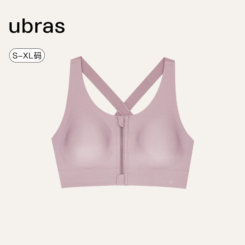 ubras中高强度运动文胸女士内衣女无钢圈美背胸罩 元气粉色 M 
