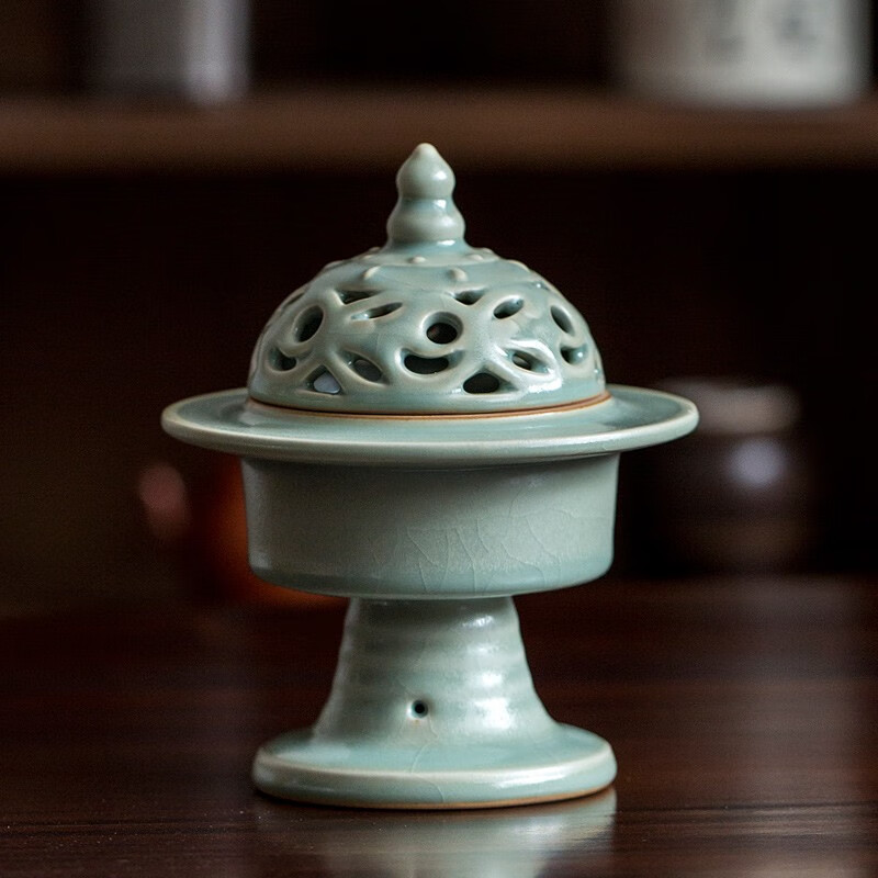 汝官窑【高足镂空香炉】