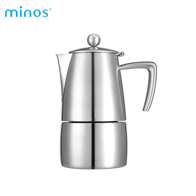 美诺思minos 摩卡壶不锈钢家用煮咖啡壶户外便携意式咖啡壶露营摩卡壶 6人份(约300ml)