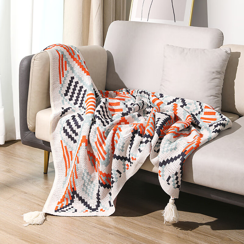 暮织纱北欧风办公室午睡空调毯针织毯盖腿毛毯加厚披肩小毯子沙发毯搭