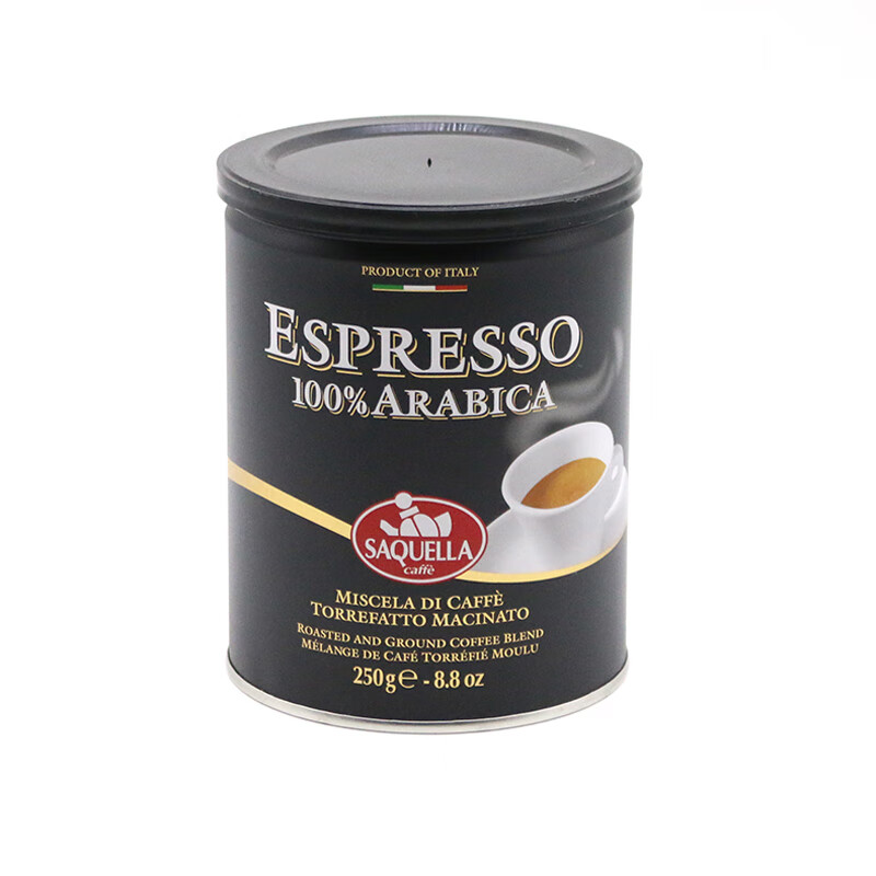 圣贵兰saquella黑咖啡粉豆中度深度意式浓缩特醇黑巧危地马拉风味 黑罐中焙意式浓缩咖啡粉250G