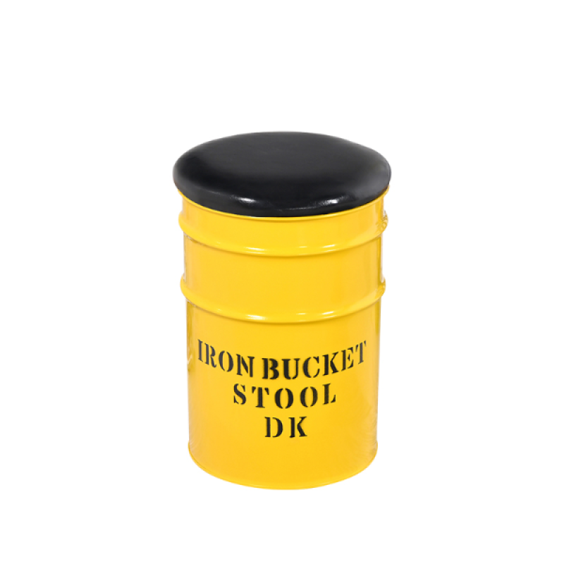 菲达森 创意铁桶凳欧美式复古餐厅酒吧油漆桶凳子时尚简约家用储物收纳凳圆桶凳创意小凳子 浅黑色 USINE高45