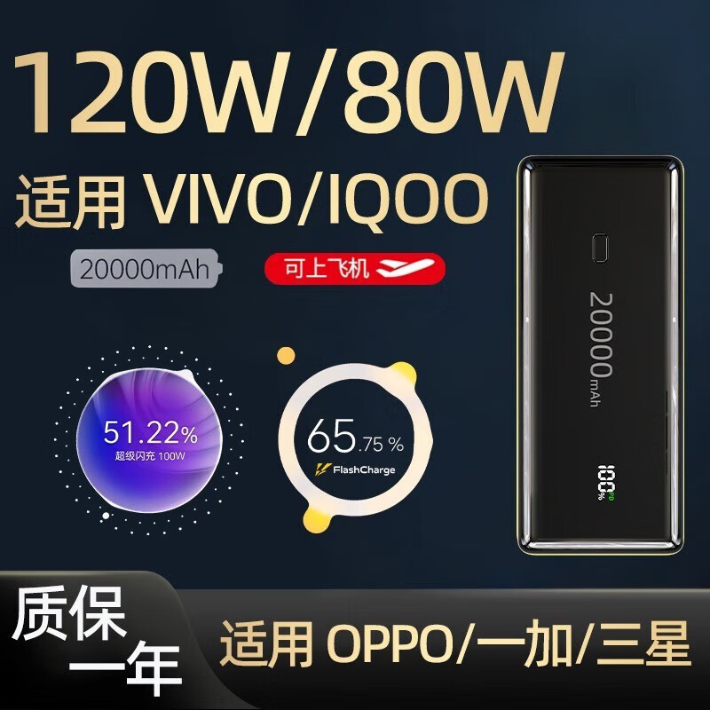 雷方心 120w适用iqoo1011vivox90一加oppo超级闪充1