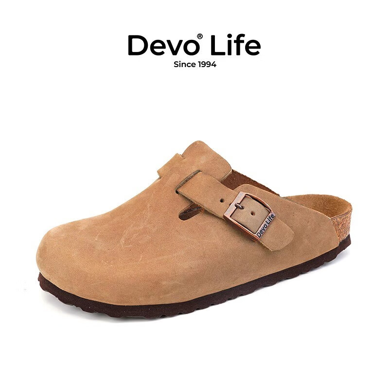 Devo Life的沃软木鞋  夏季拖鞋女 半包内增高女鞋圆头 防滑拖鞋外穿3624 杏色疯马牛皮 38使用感如何?