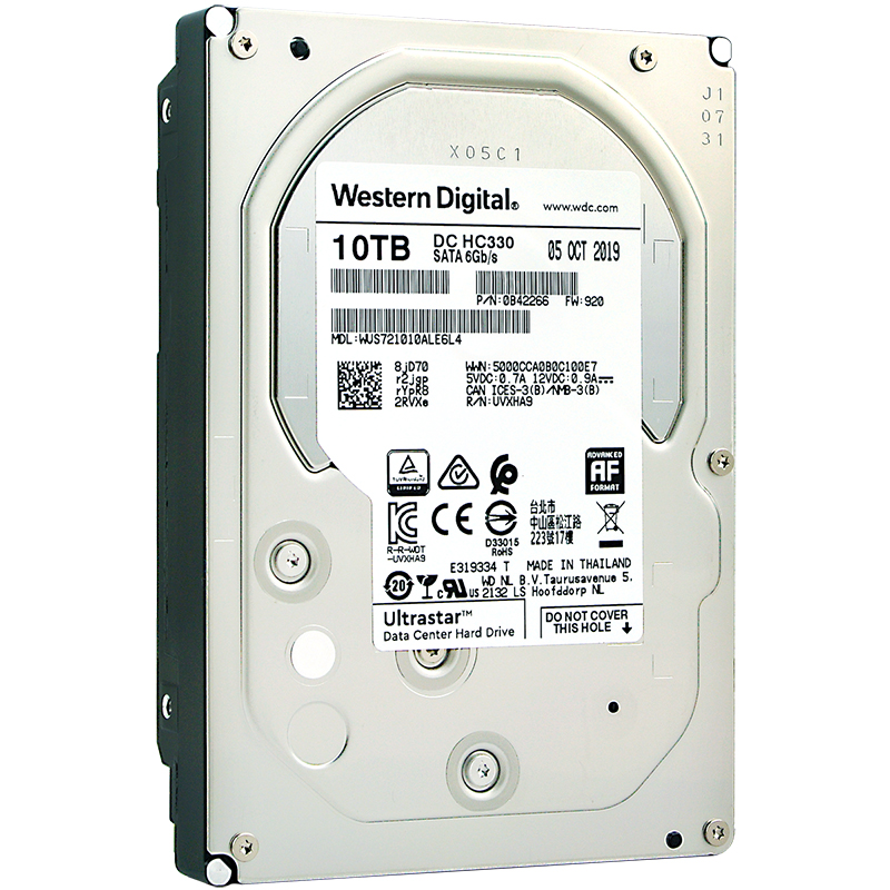 西部数据(Western Digital)Ultrastar 10TB HC330 SATA6Gb/s 7200转256M 企业级硬盘(WUS721010ALE6L4)