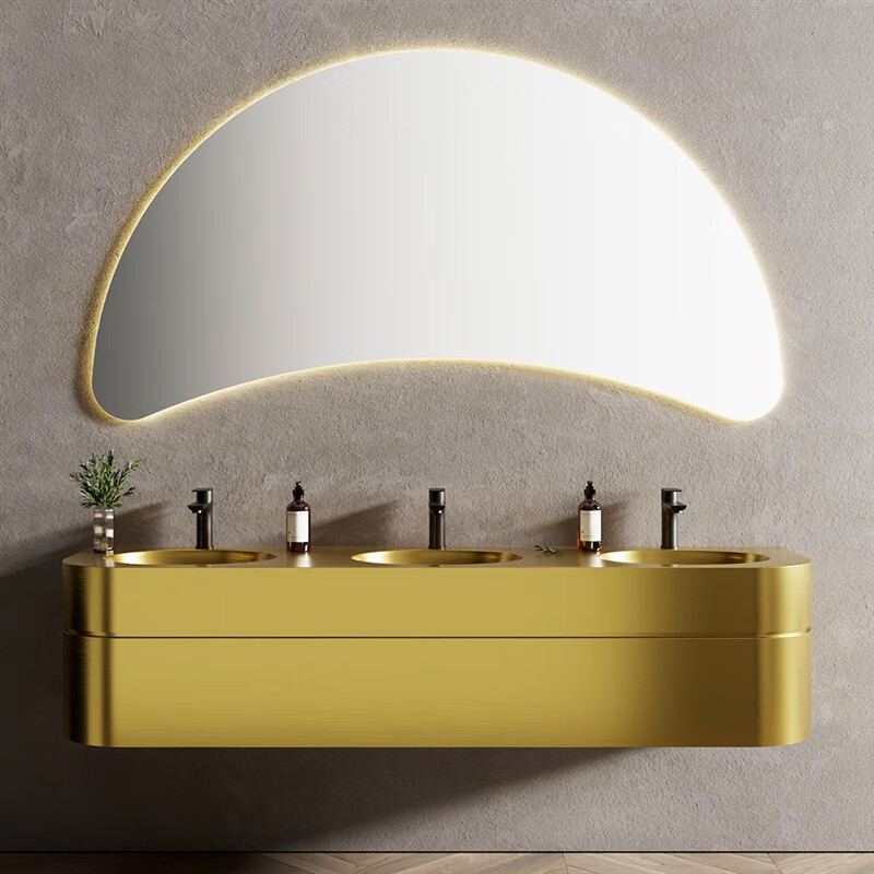 阅霖 公共卫生间洗手台 商用不锈钢挂墙式洗脸洗手台盆酒吧酒店公共卫