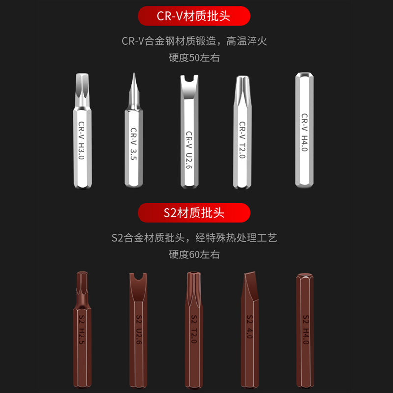 艾瑞泽 螺丝刀全套六角梅花螺丝批套装拆机家用维修螺丝刀工具 艾瑞泽60合1(S2材质)