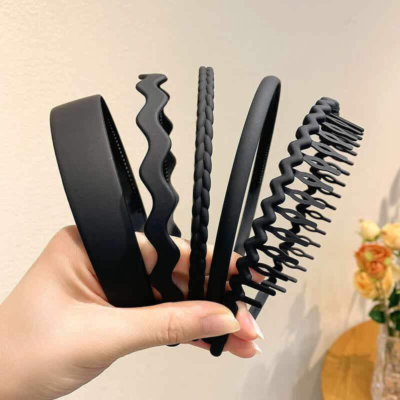 精选磨砂发箍女带齿防滑碎发压发头箍发捆 黑色发箍_5件套怎么看?