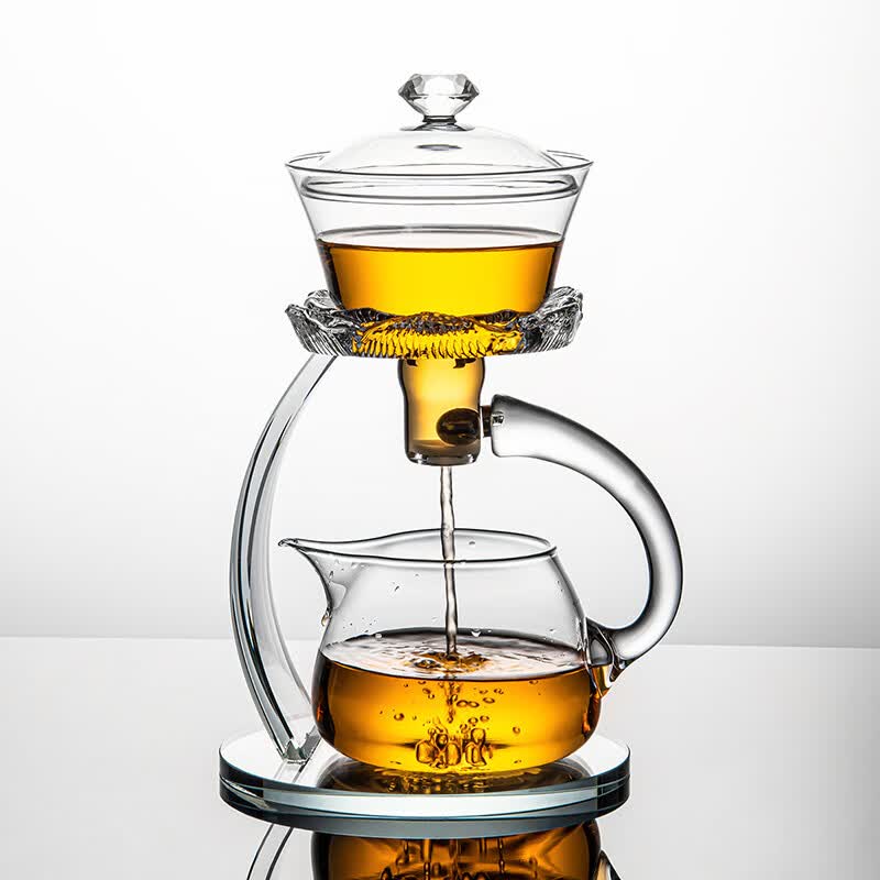 xzan懒人泡茶神器磁吸半自动功夫茶具套装家用半自动玻璃泡茶壶冲茶器