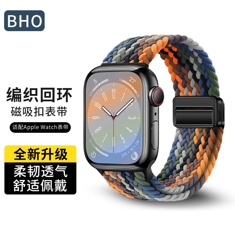 BHO苹果手表表带apple iwatch编织表带适用s9/ultra/8/7/SE 迷彩七彩属于什么档次？