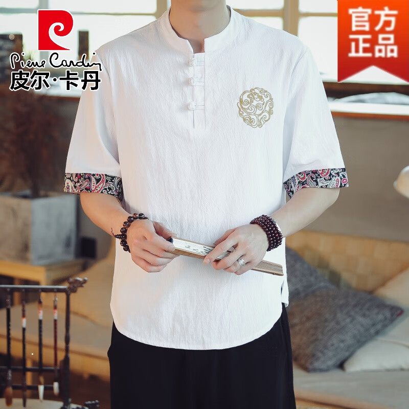 皮尔卡丹（pierre cardin）唐装男T恤中国风男装上衣男青年短袖汉服刺绣大码男装春夏装新款 白色 M使用感如何?