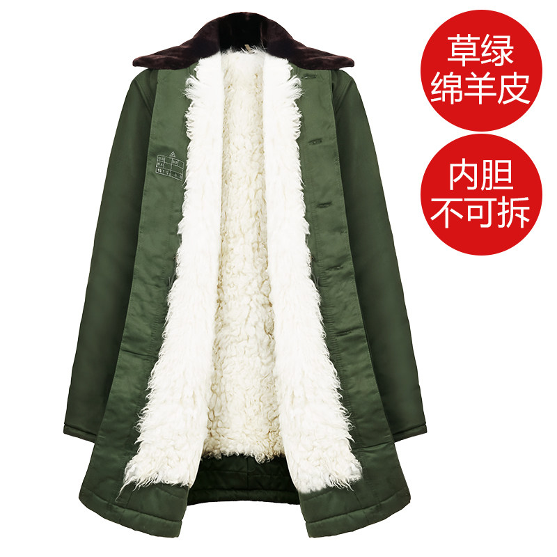 哲汉真羊毛棉袄男老人羊毛皮棉袄东北羊皮大衣中老年真羊皮保暖中长款