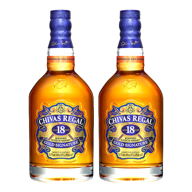 芝華士（Chivas Regal）18年蘇格蘭調配威士忌 英國進口洋酒【中糧酒業】禮品 500ml*2