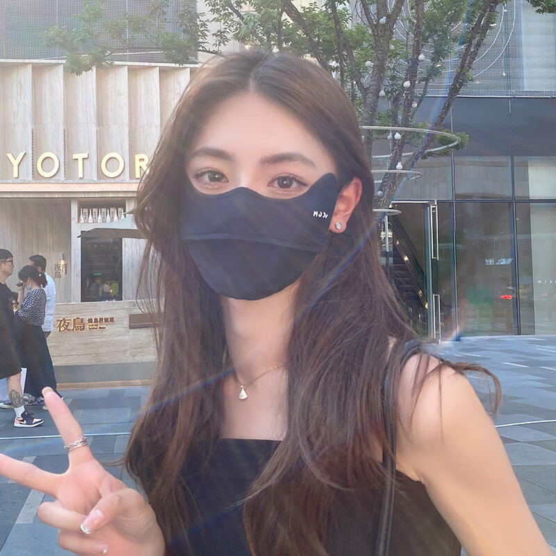 口罩防晒防紫外线女 冰丝防晒口罩女夏季遮全脸护眼角立体 漫暮黑