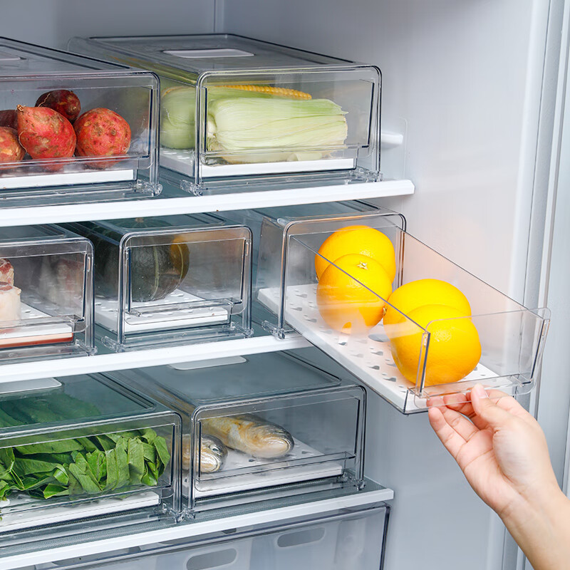 冰箱冷冻保鲜盒厨房蔬菜果蔬食品级抽屉式水果整理沥水可叠加透气孔