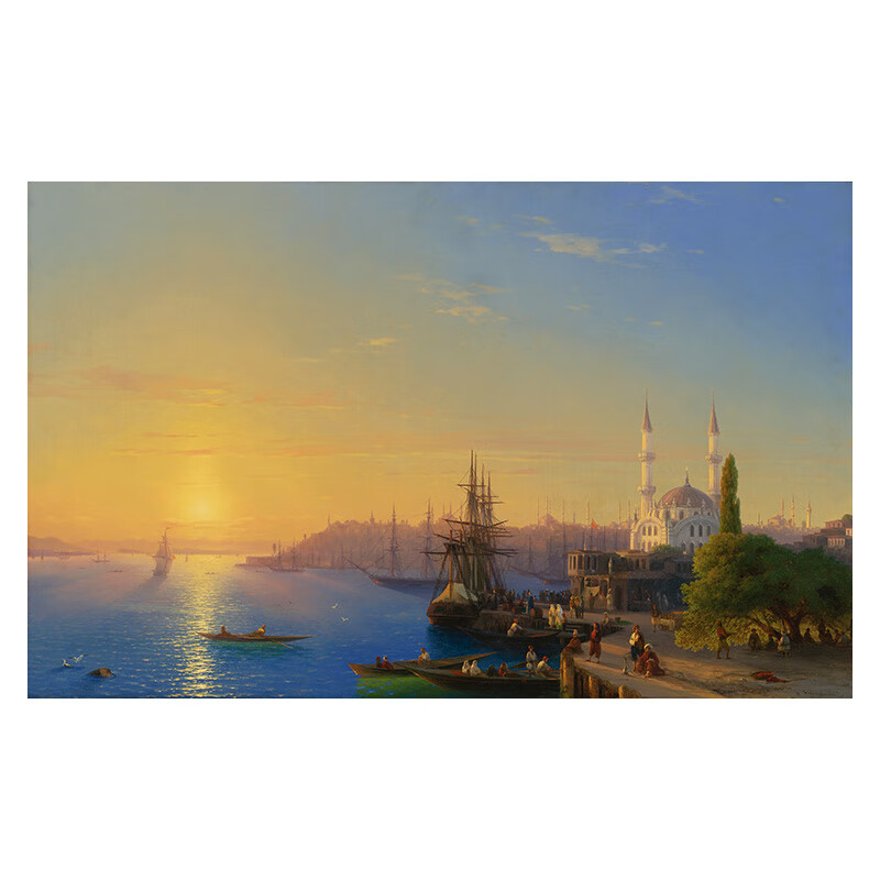 皓涛 君士坦丁堡和伊斯坦布尔海峡风光 俄罗斯风景油画 书房走廊装饰