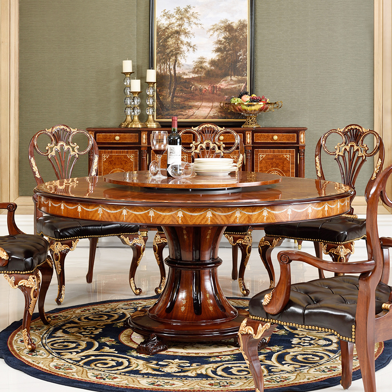 欧界（OUJIE）金其利欧式餐桌椅组合实木餐桌马赛尔圆桌英式别墅大宅奢华家具 餐桌1.6m