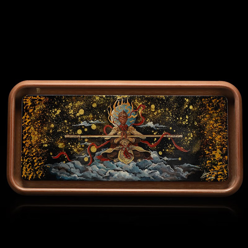 器美优品王存旭非遗传承人漆器茶盘手绘大漆茶盘干泡盘实木茶台中式茶