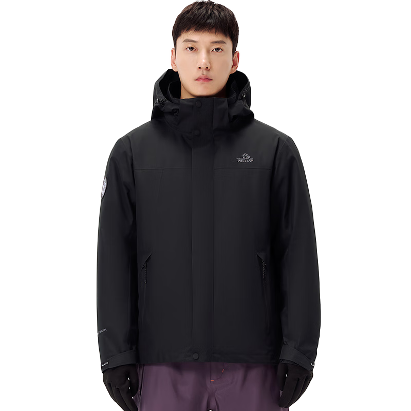 伯希和（Pelliot）【山风】冲锋衣三合一男女秋冬户外防风保暖外套114301037黑L
