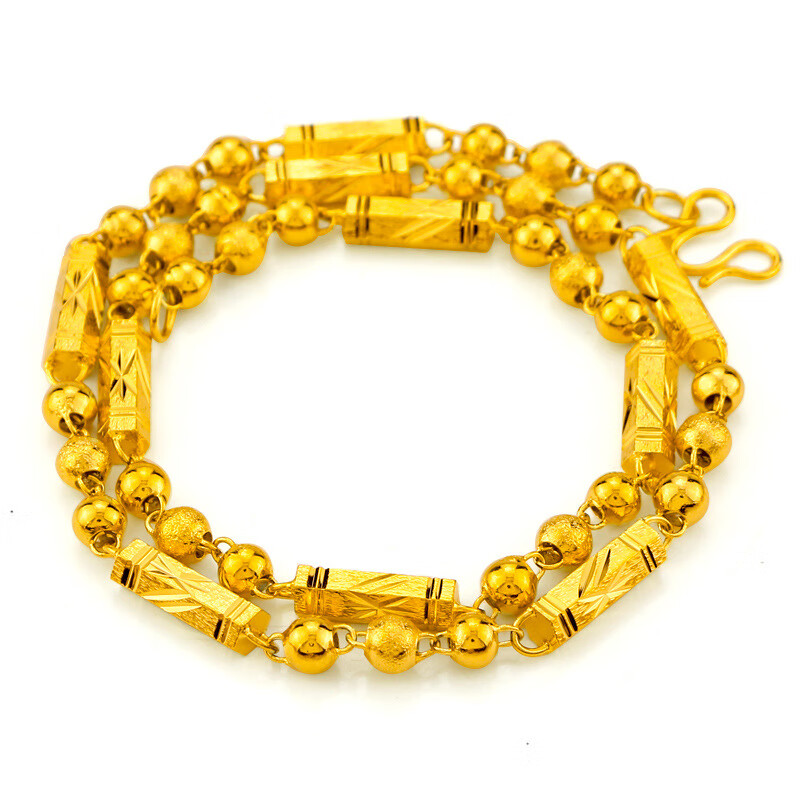 霸气六角竹节佛珠项链男款竹节仿金项链久不掉色 粗6mm长60cm重48克