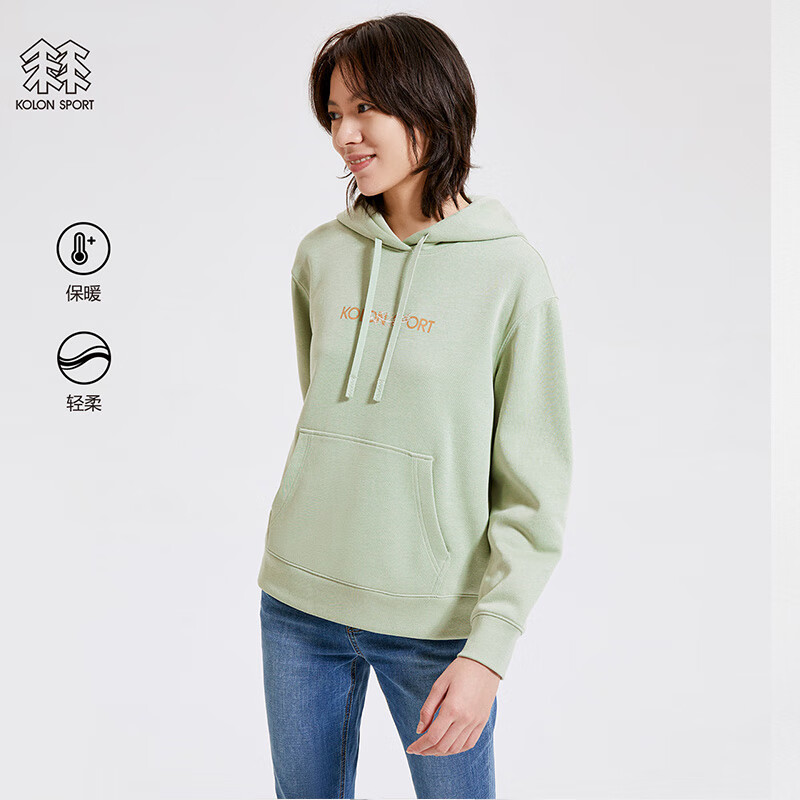 kolonsport可隆户外休闲衣女轻柔保暖基本款连帽卫衣 薄荷绿mi 170/l