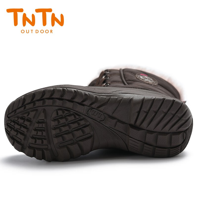 TNTN东北雪乡哈尔滨厚底羊毛3M新雪丽保暖绒防寒男女防水雪地靴棉鞋子 摩卡棕 38 偏小请买大1码
