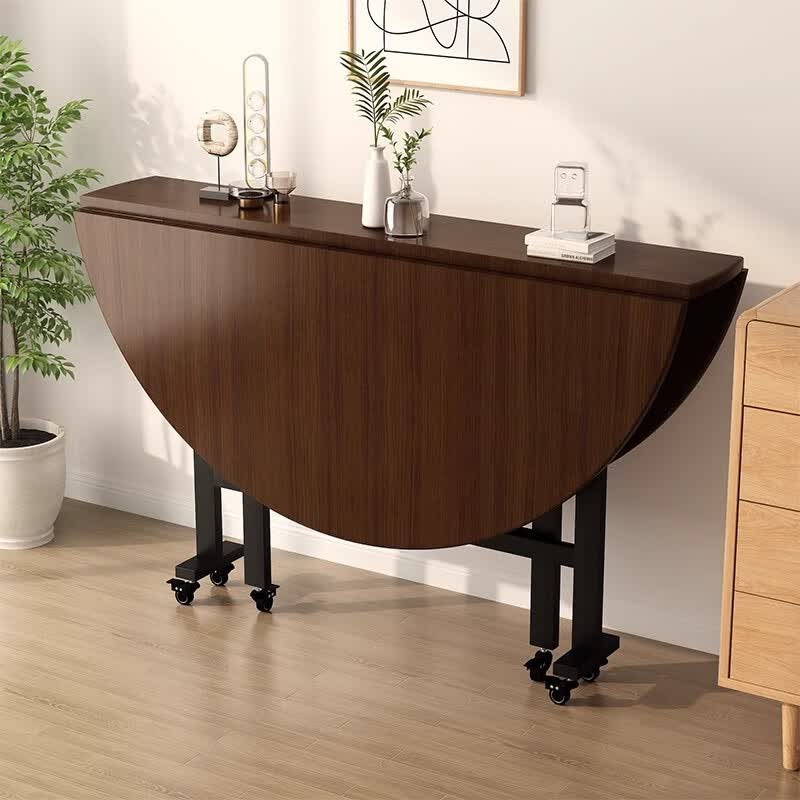 金诺行折叠餐桌家用小户型多功能圆形移动吃饭桌子简约创意客厅大圆桌