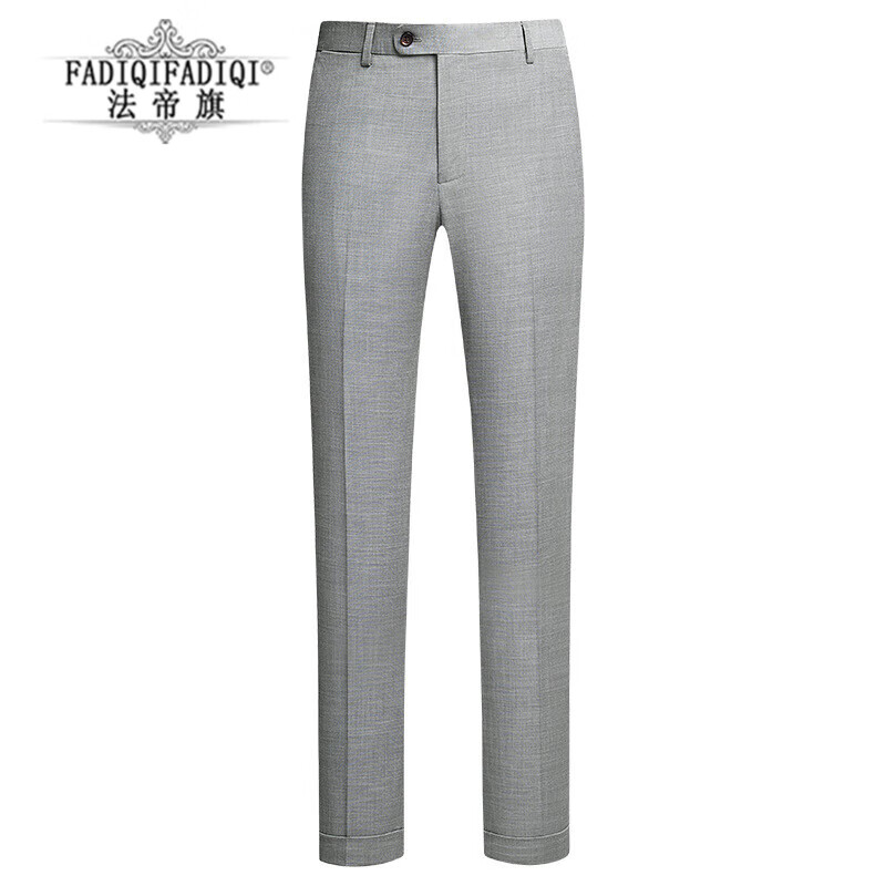 西裤男新款意式商务正装修身免烫灰色垂感肌理纹休闲西装裤子 银灰色