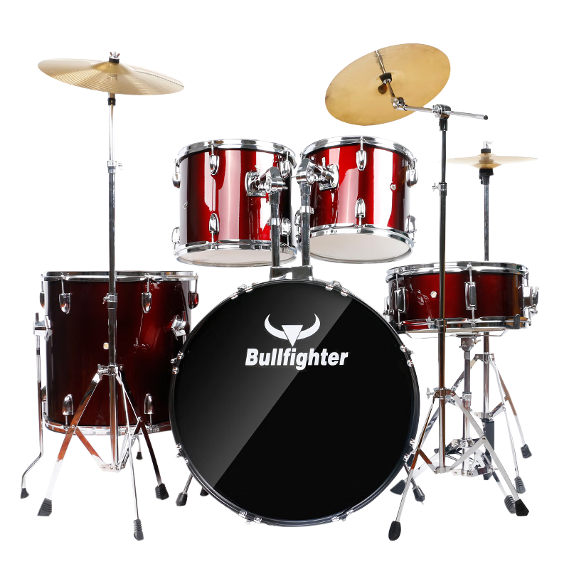 斗牛士（Bullfighter）架子鼓成人初学者儿童专业考级爵士鼓打击乐器 酒红色5鼓3镲（升级油皮鼓面）