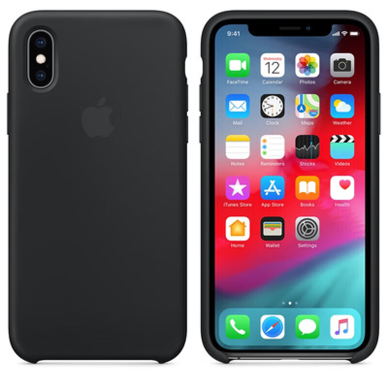 适用原装苹果Xs Max液态硅胶手机壳iphoneXs简约防摔保护套苹果 黑色赠9D护眼膜 iPhone XS Max