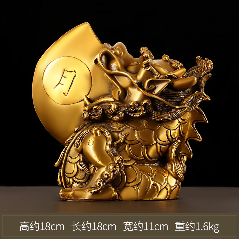 法阁黄铜日月睚眦一对摆件家居桌面装饰工艺品摆放大小号全铜睚眦神兽